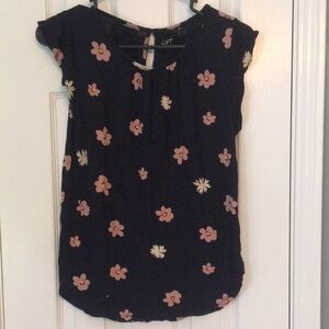 Loft Floral Cap-Sleeve Top